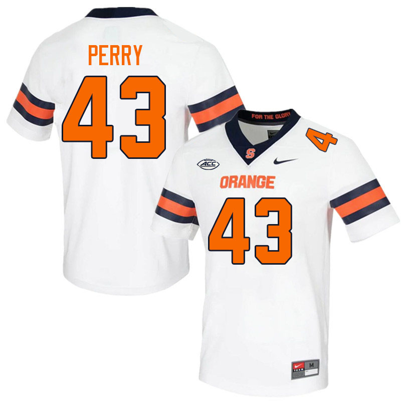 Syracuse Orange #43 Cornell Perry College Football Jerseys Stitched-White